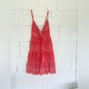 Red and white mini dress